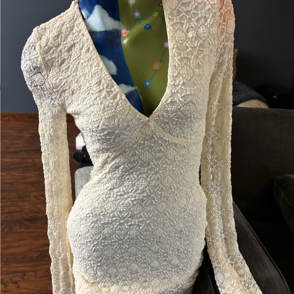 Windsor Elegant Cream Lace Long Sleeve Dress
